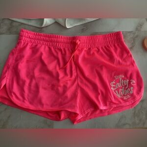 neon pink beach nylon shorts 90s